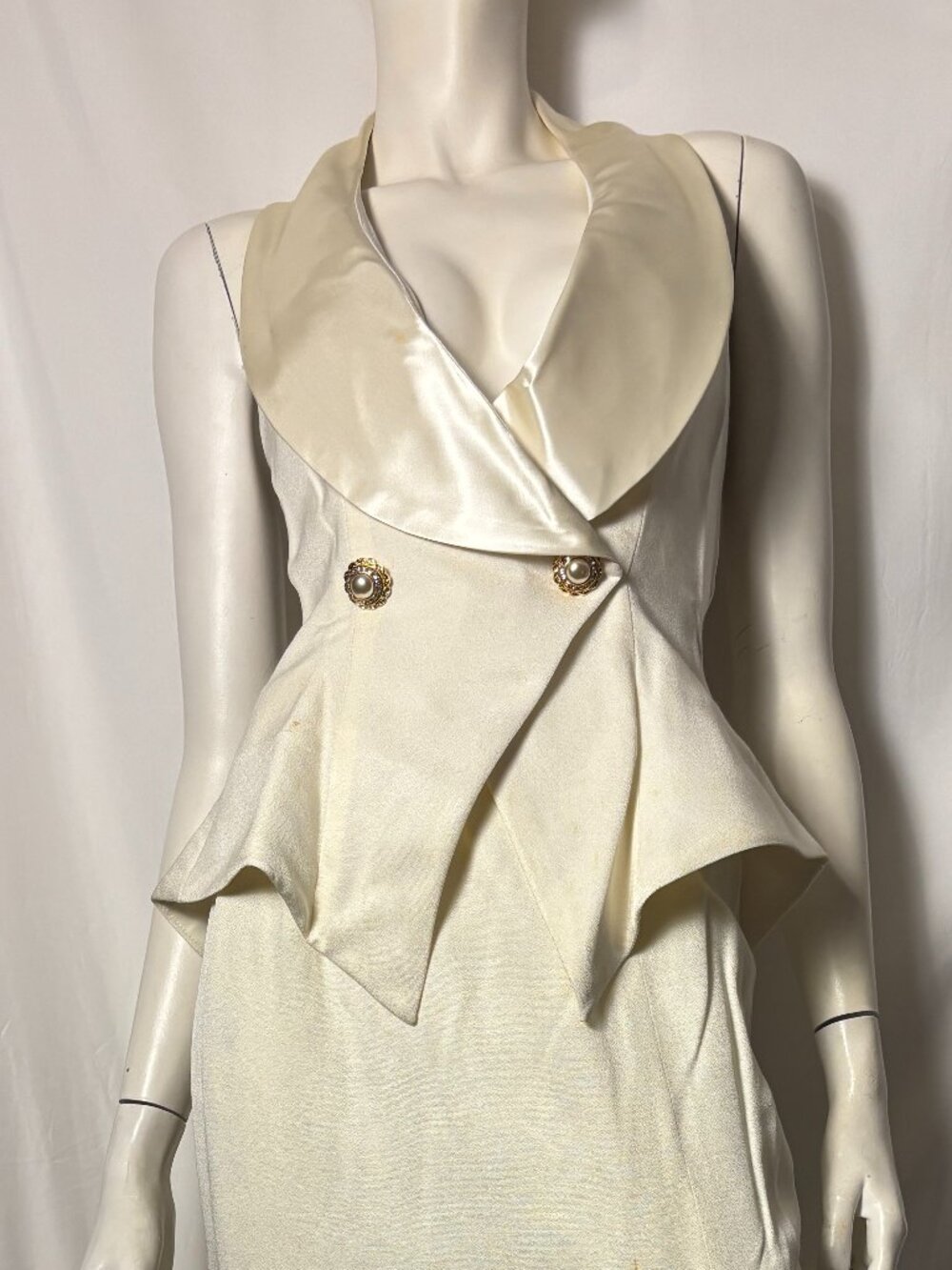 Susan Roselli for Vijack Ivory Satin Tuxedo Skirt Set Women's Size 4